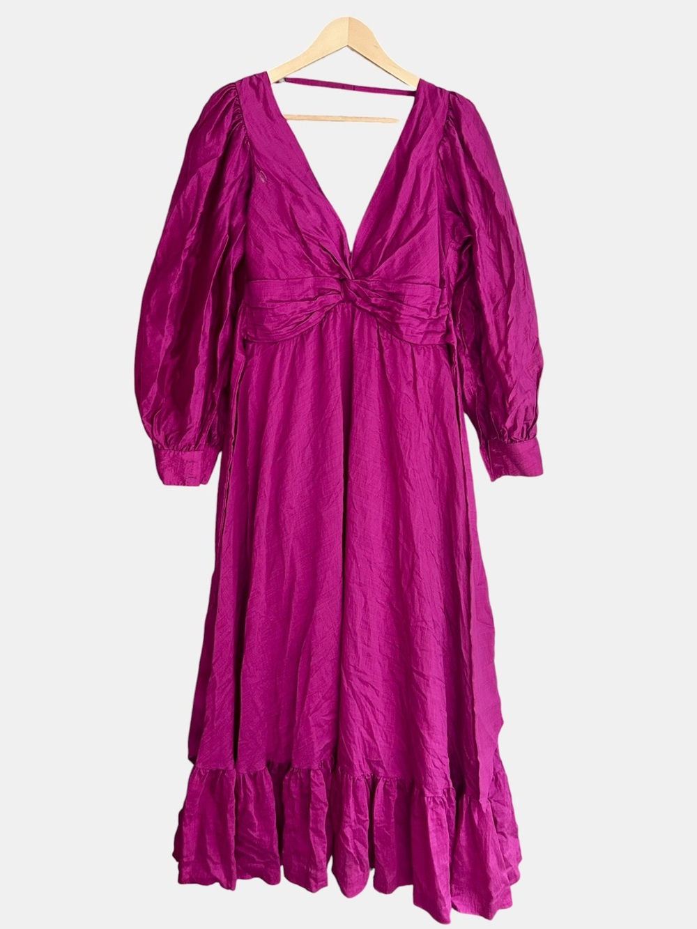 Sabina Musayev Frida Pink Open Back Puff Sleeve Occasion Midi Dress Sz Large - Picture 2 of 12
